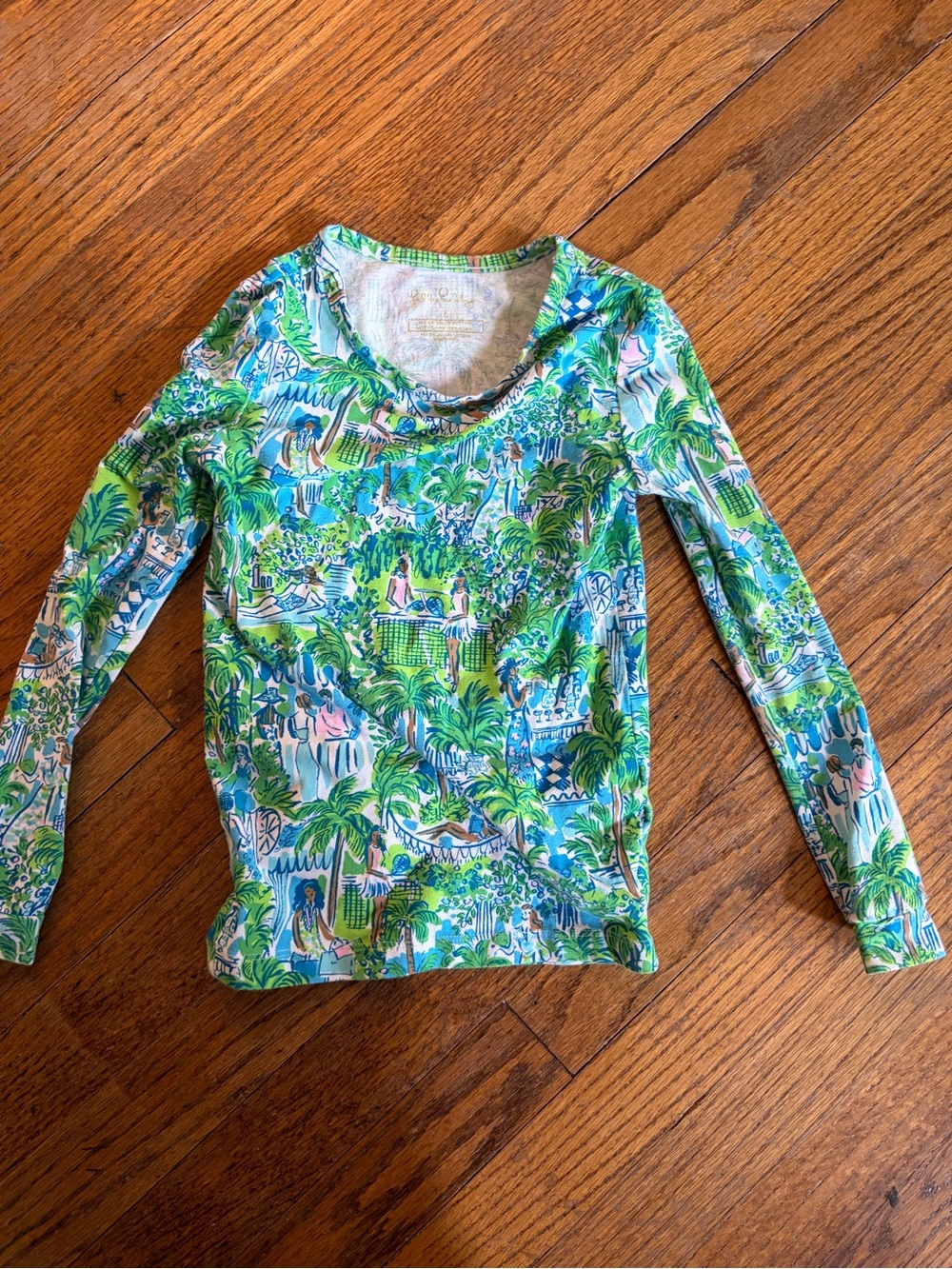 Lilly Pulitzer Girls Long-Sleeve Shirt - Green Blue Multi